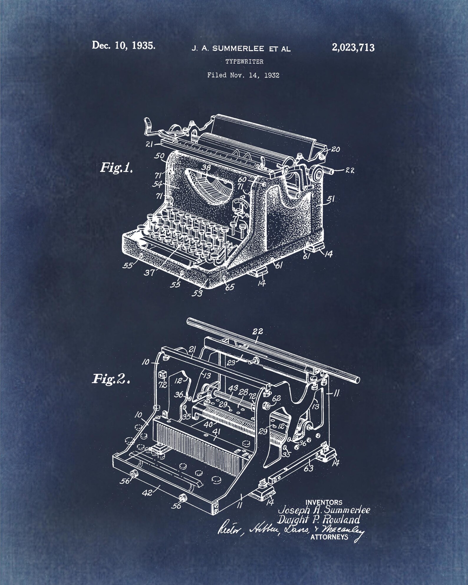 Patent Print Vintage Typewriter Vintage Art Print Antique Etsy UK