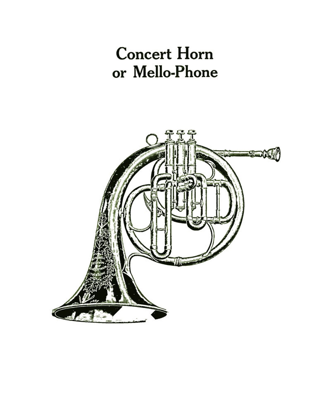 Vintage Band Instrument Französisch Horn Zeichnung. Große Etsy