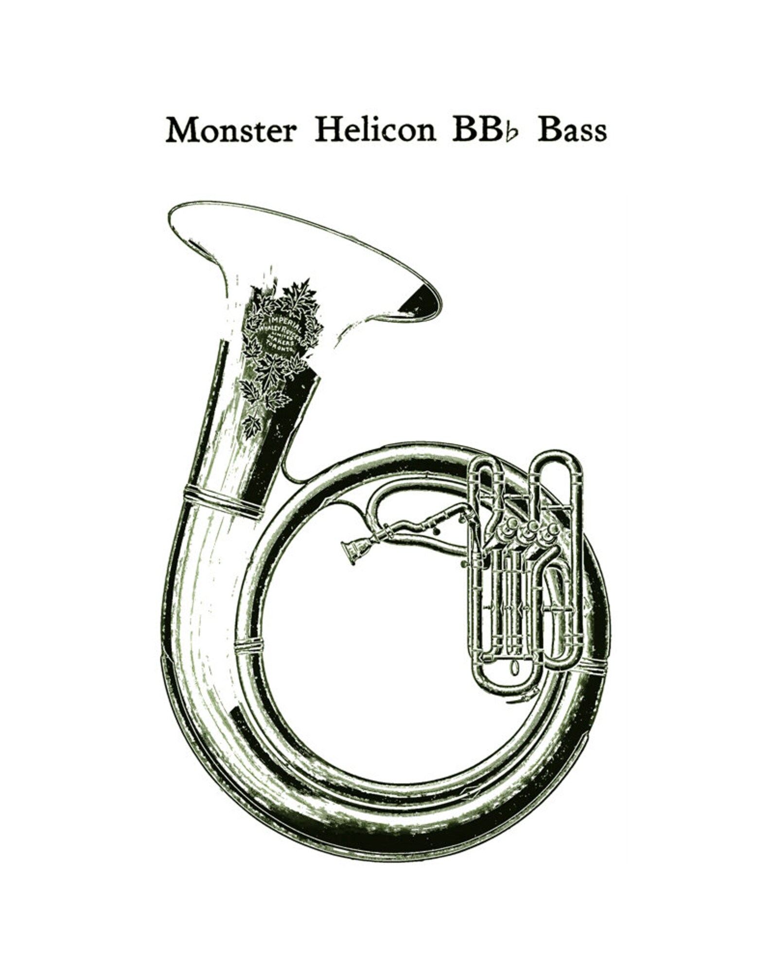Vintage Band Instrument Bass Tuba Drawing. Great Musical Etsy