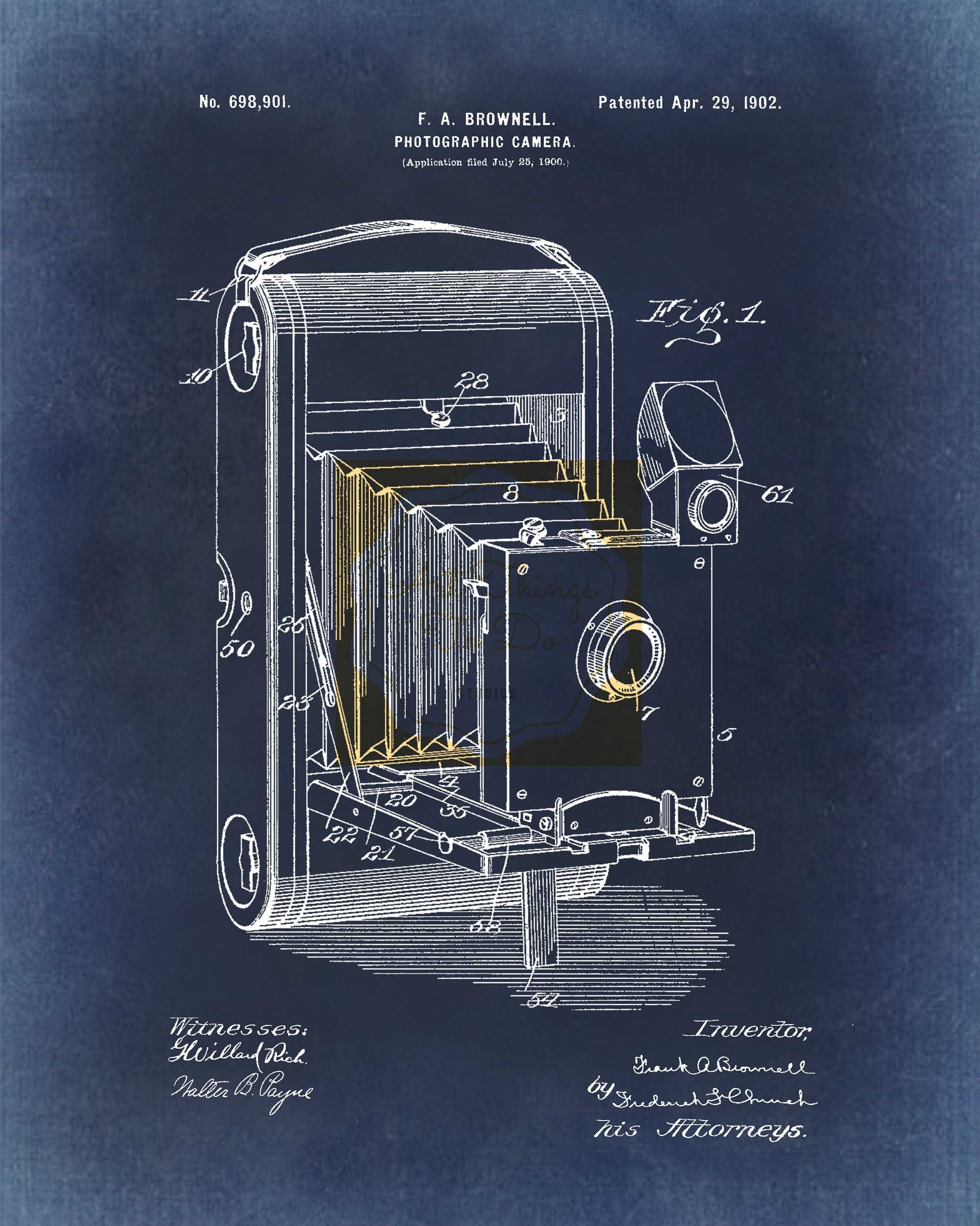 Folding Camera Patent, Eastman Kodak Camera, Kodak Patent, U.S. Patent, Vintage Camera Patent