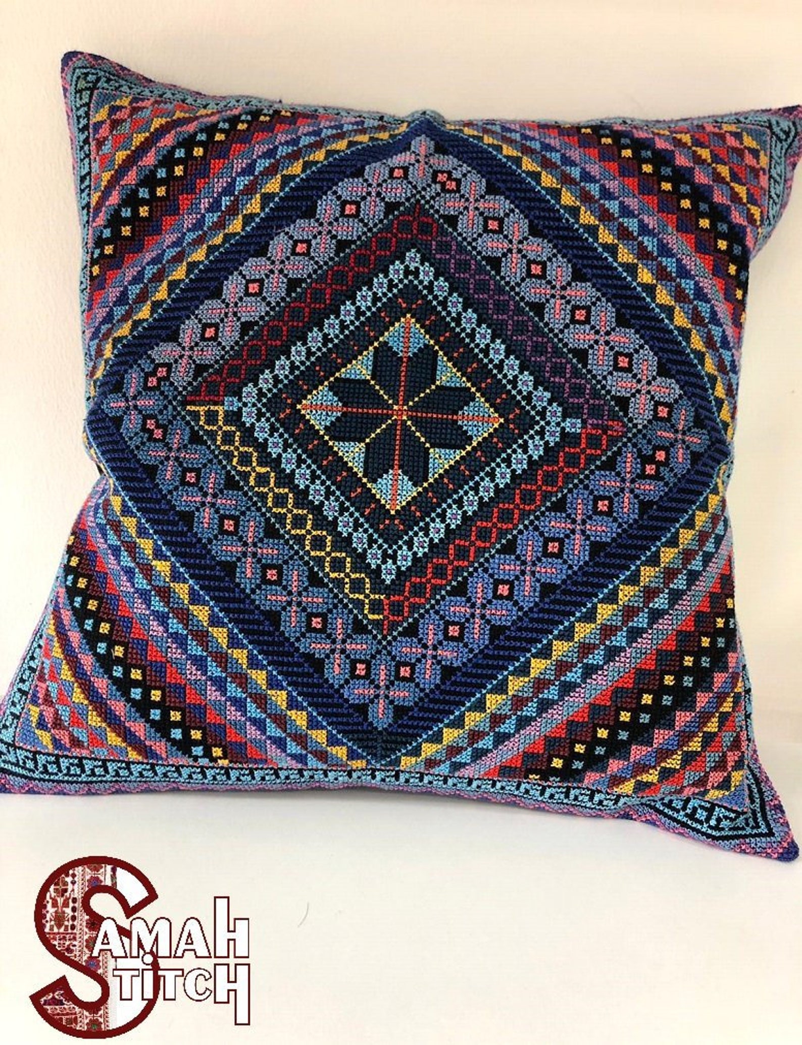 Hand Made Embroidered Pillow Cover Palestinian Embroidery Etsy