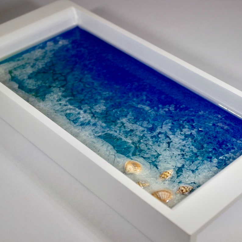 Resin Tray Ocean Inspired Tray Seashell Tray Waves Jewelry Etsy