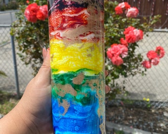 Rainbow Alcohol Ink Stainless Steel Tumbler