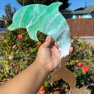 Beach Themed Wooden Dolphin (12”)