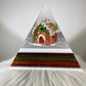 Gingerbread House Pyramid, Christmas Decorations, Resin Pyramid