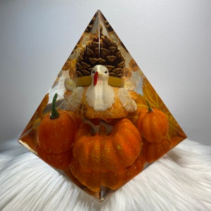 Thanksgiving Turkey Pyramid with Pumpkins and Pine Cones, Home Decor, Thanksgiving Decorations