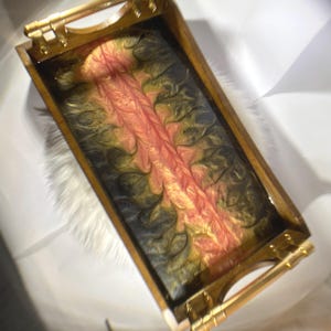 Black, Gold and Rose Gold Walnut Wood tray with Gold Handles, Resin Tray, Food Tray