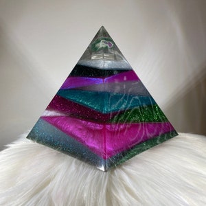 Ruby in Fuchsite Stone Pyramid, Home Decor, Resin Pyramid