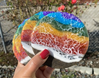 Set of 4 Rainbow Round Coasters