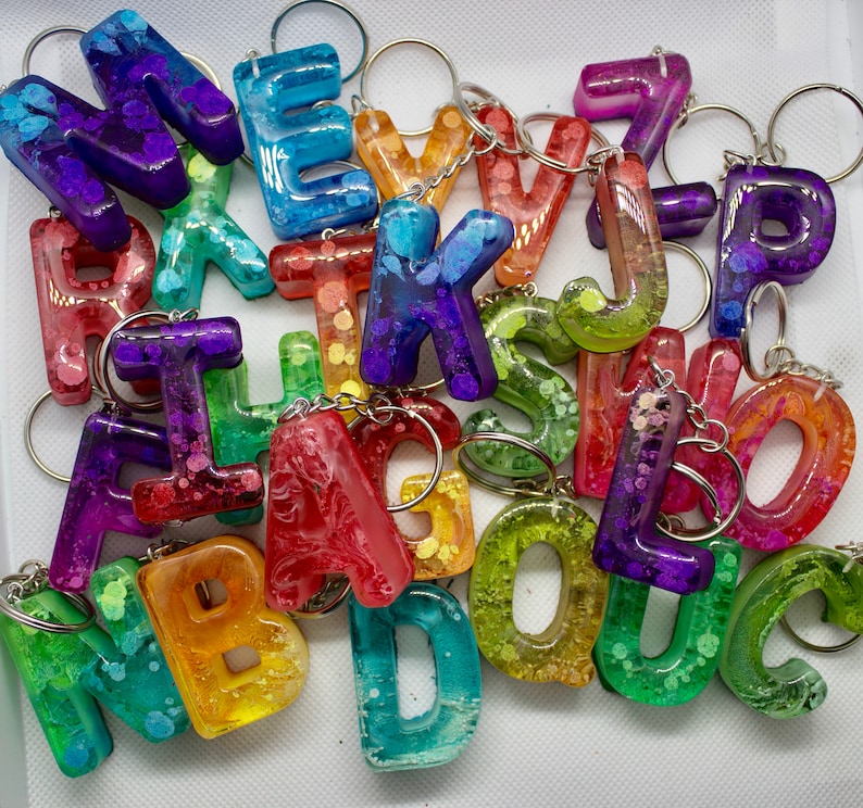 Customized Resin Art Letter Keychain Letter Keychain Etsy