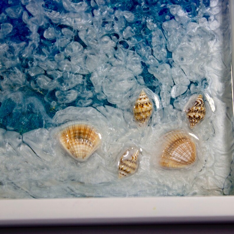 Resin Tray Ocean Inspired Tray Seashell Tray Waves Jewelry Etsy