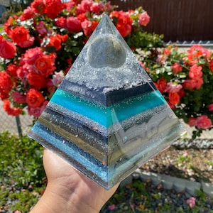 Labradorite Sphere Pyramid, Home Decor, Centerpiece, Crystal Art