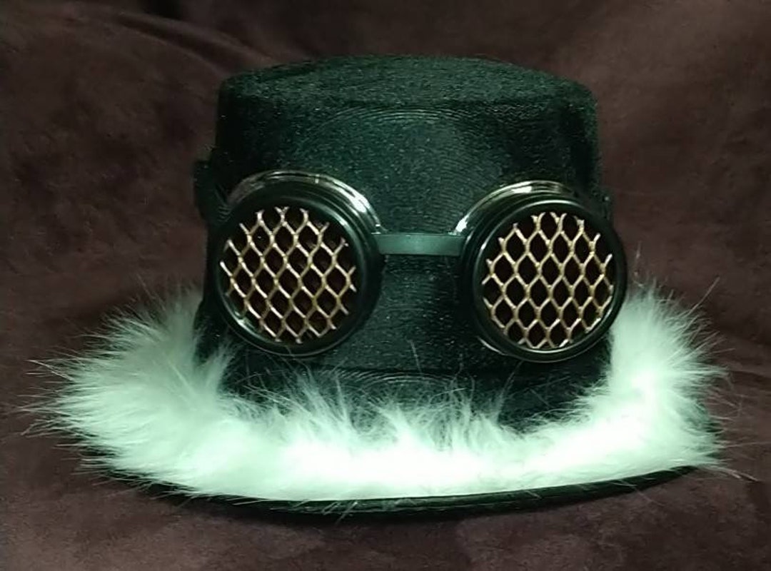 Fun Steampunk Furry Top Hat With Goggles Etsy