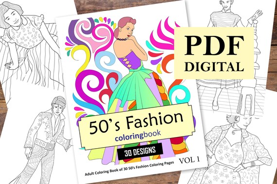 Download 50s Fashion Coloring Pages Coloring Books Coloring Pages Etsy