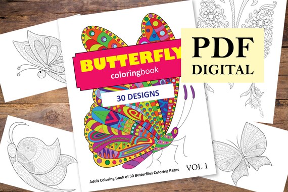 Download 30 Butterflies Color Pages Coloring Books Coloring Pages Etsy