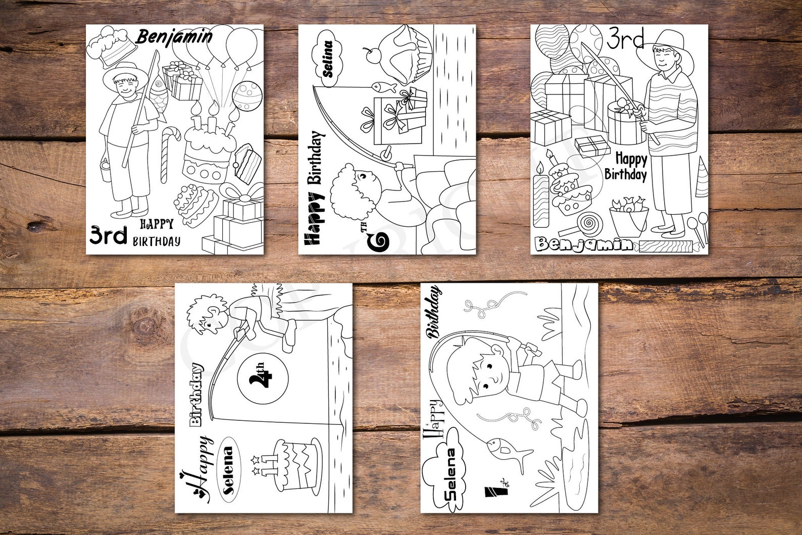 Fisherman Theme 10 Personalized Coloring Book for Birthday - Etsy 日本