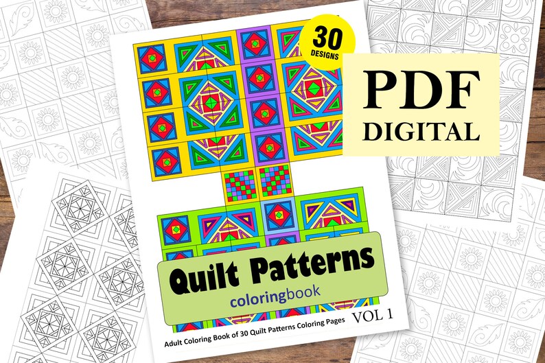 Quilt Patterns Coloring Book 30 Designs Coloring Books Etsy