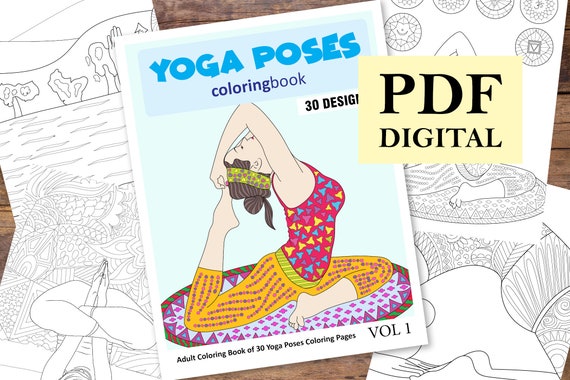 Download 30 Yoga Poses Coloring Pages Coloring Books Coloring Pages Etsy