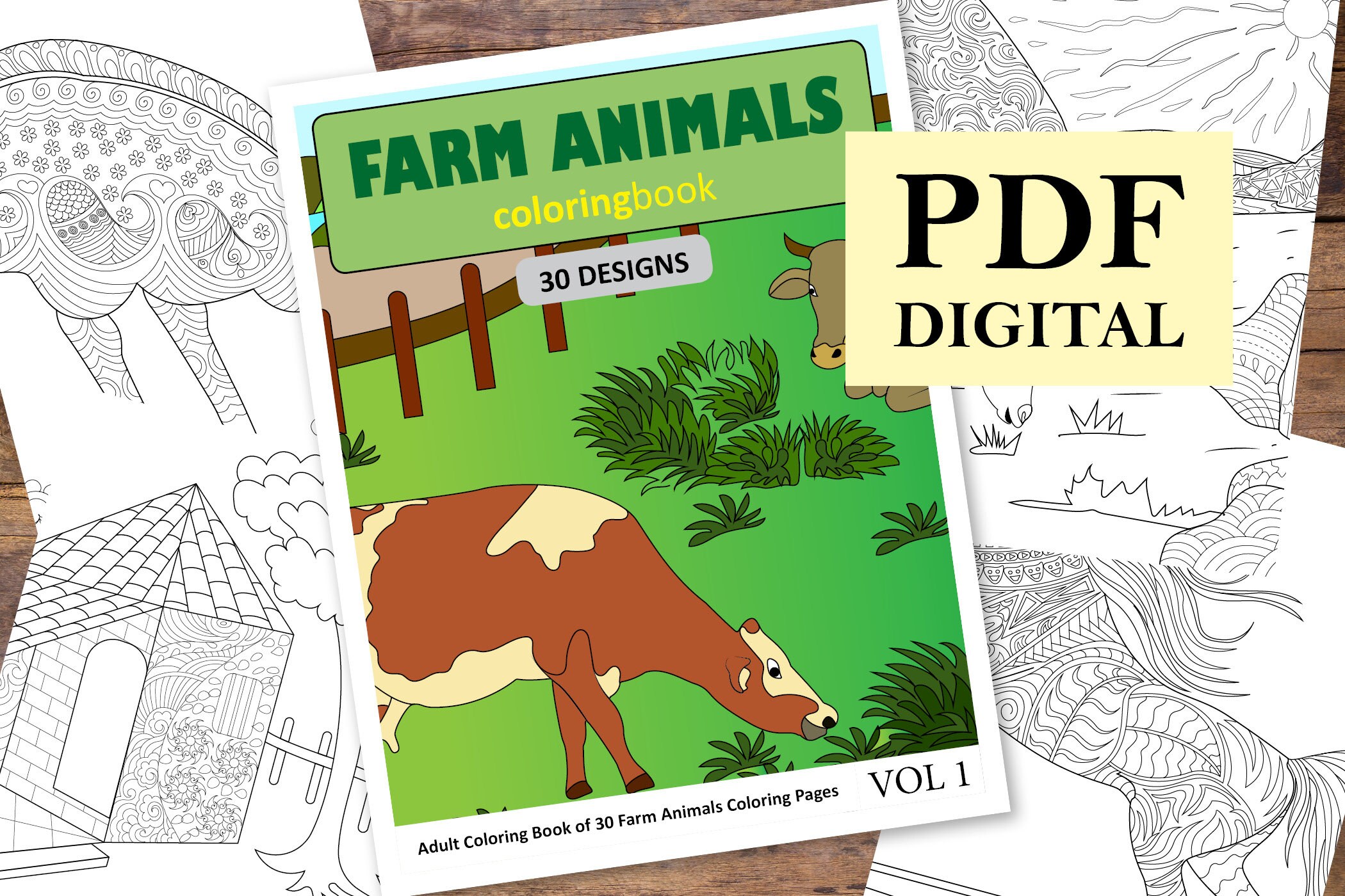 Download Farm Animals Coloring Book 30 Designs Coloring Books Etsy