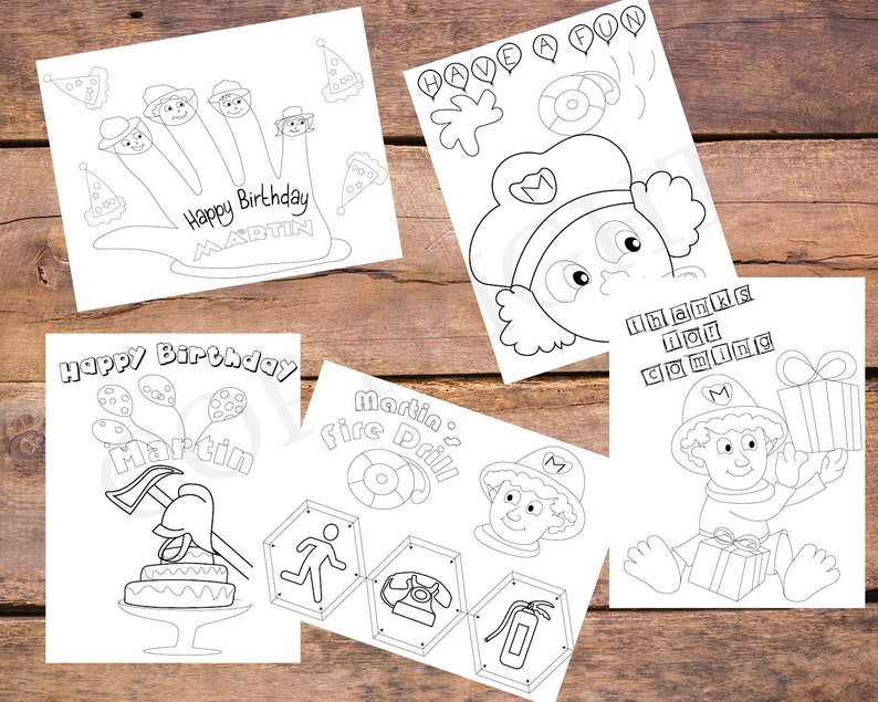 10 Customized Fire Truck Coloring Pages for Birthday Party - Etsy