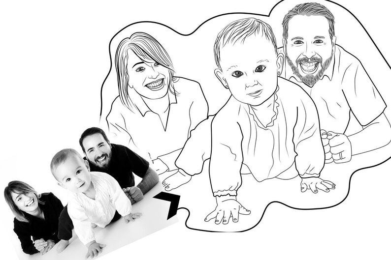 Family Portrait Coloring Family Custom Coloring Page High Quality Customized Coloring Book