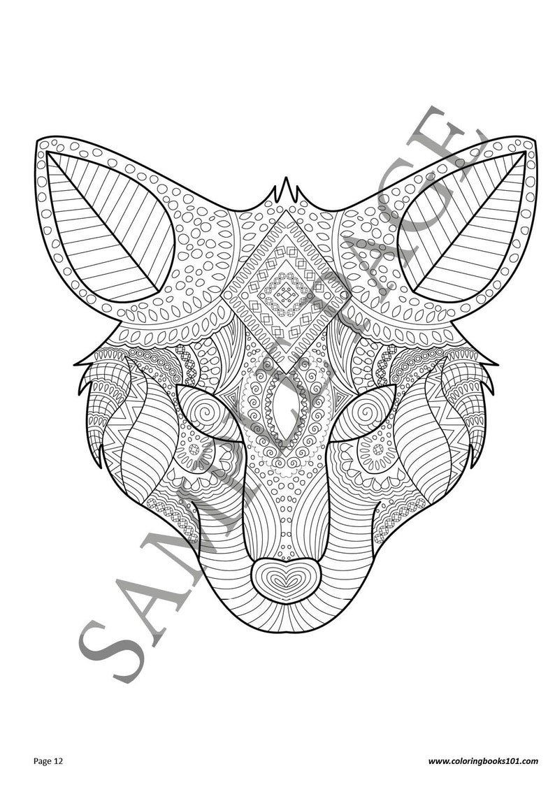 Download Coloring Book for Adults Animal Heads PDF | Etsy