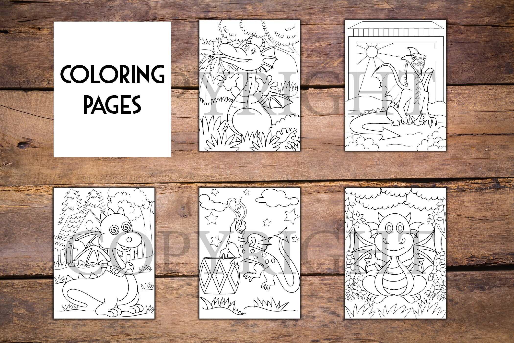 dragons 45 pages coloring book for kids activity book for etsy