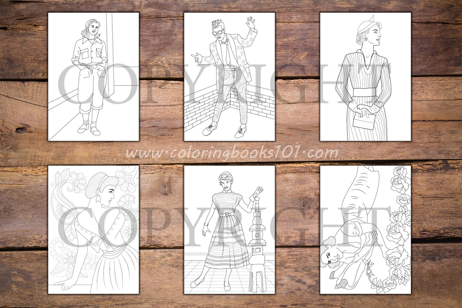 50s Fashion Coloring Pages coloring Books Coloring Pages - Etsy