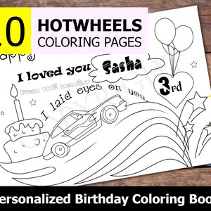 10 Personalized Hotwheels Themed Coloring Book for Birthday - Etsy