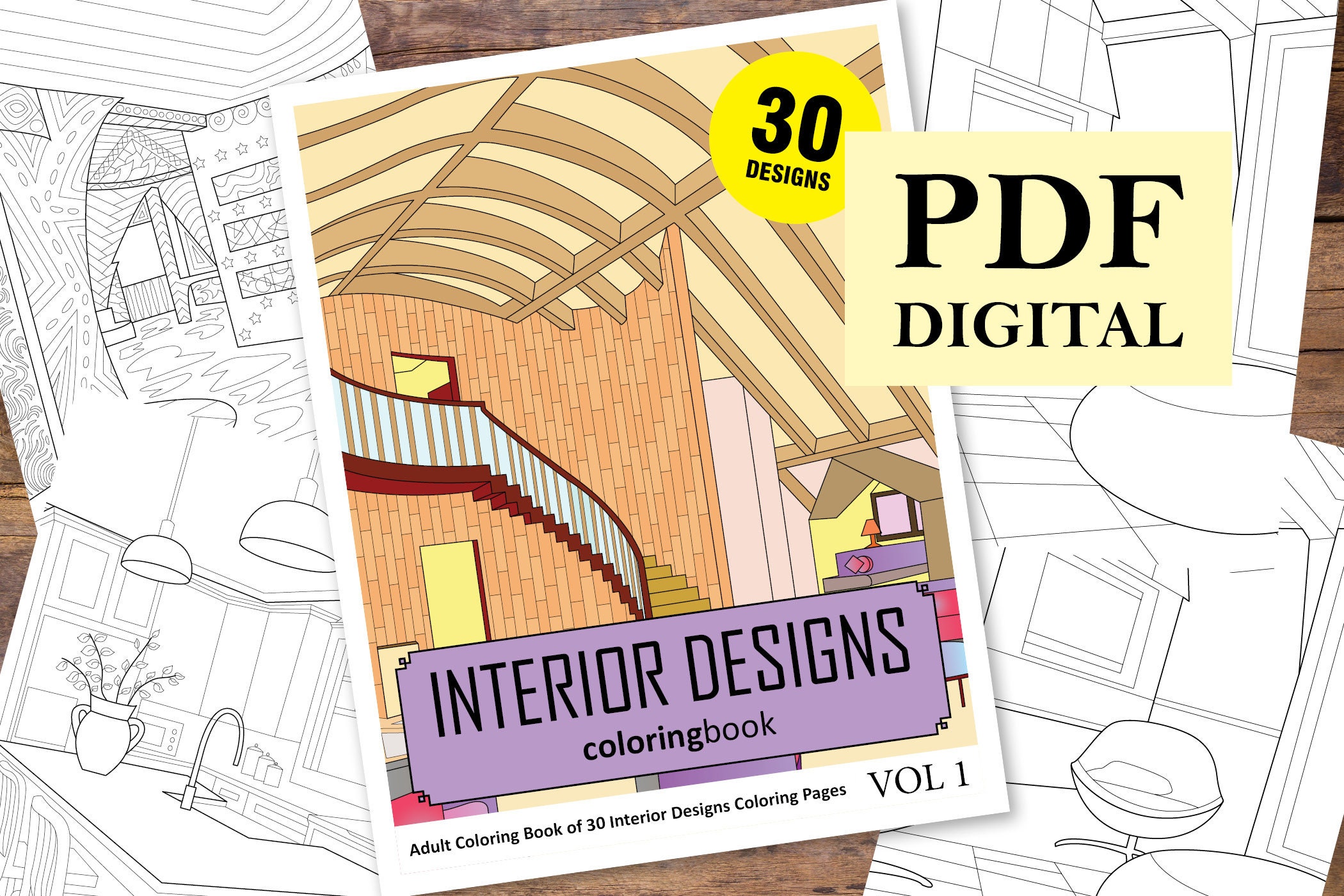 Download 30 Interior Designs Pages Coloring Books Coloring Pages Etsy