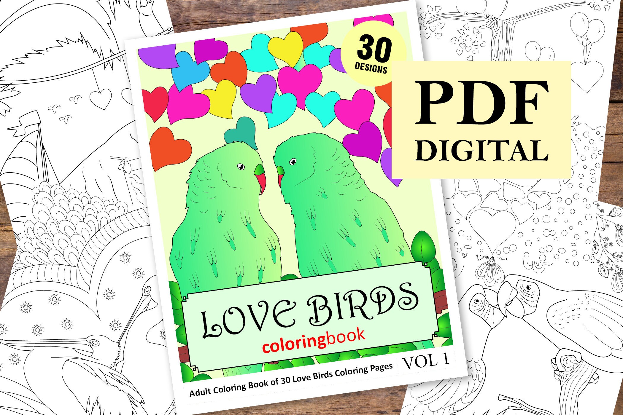 Download Love Birds Coloring Book 30 Designs Coloring Books Coloring Etsy