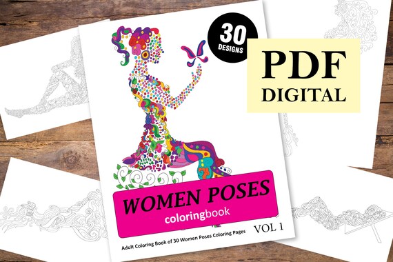 Download 30 Women Poses Adult Coloring Pages Instant Download Coloring Etsy