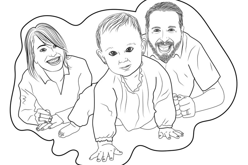 Family Portrait Coloring Family Custom Coloring Page High Quality Customized Coloring Book