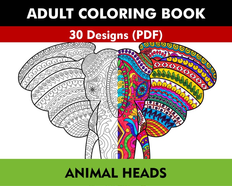 Coloring Book Easy-to-use for Adults PDF - Animal Heads Charlotte Mall
