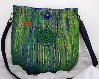 Felted sack Felted wool totes  Felted colored bags Women felt bags  Merino wool bags Totes bags with leather strap and posket