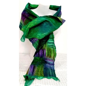 Handmade Felted Merino Wool & Silk Scarf - Multicolor Wrap