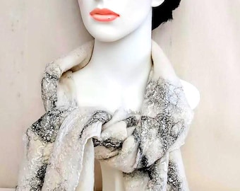 Handmade Merino Wool  Scarf, Felted Women Accessory