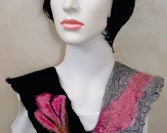 Handmade Felted Merino Wool Necklace, Silk Women's Collar