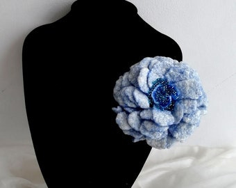 Blue felted brooch for women  Felt brooch for gift  Woolen brooch blue flower  Felt blue flower  Felt ornament blue flower  Brooch with pin