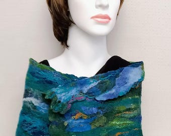 Nunofelt Small Felt Scarf: Wearable Art Neck Warmer