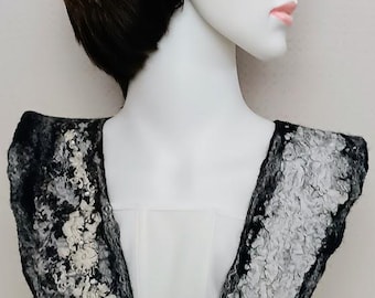Nuno Felt Collar, Merino Wool Scarf, Handmade Neckline Accessory