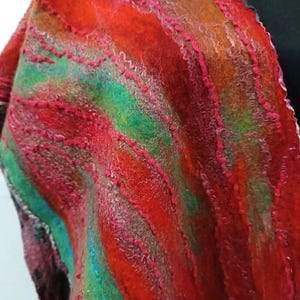 Nuno Felted Wool Scarf, Handmade Fiber Art Shawl image 11