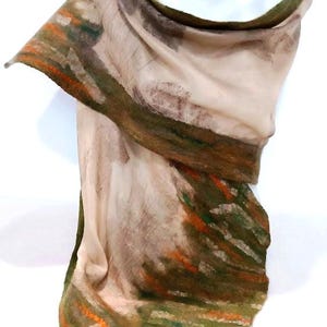 Handmade Felted Merino Wool Silk Scarf: Eco-Print Maple Leaf Cloak