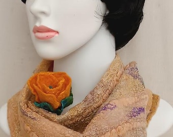 Small felt scarf Handmade wool scarf-collar