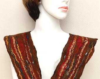 Felted Wool Collar, Neckline Accessory with Stone Accents