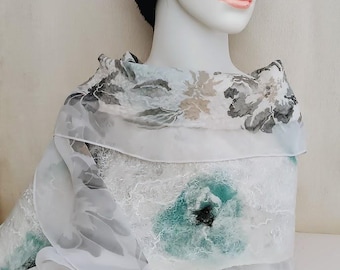 Handmade Felted Merino Wool and Silk Scarf