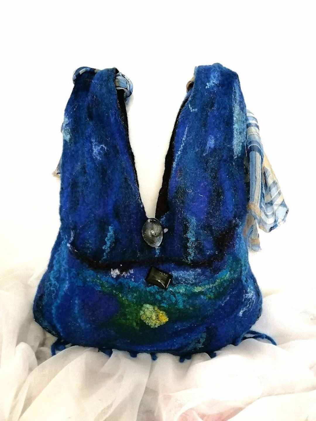 Felted Wool Bags Everyday Blue Bag With Posket Handmade Felt Etsy