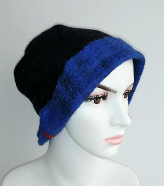 Blue Silk and Wool Handmade Hat Funny Kids Silk Merino Wool Hat With Ears Funny Blue Hat  main image 4