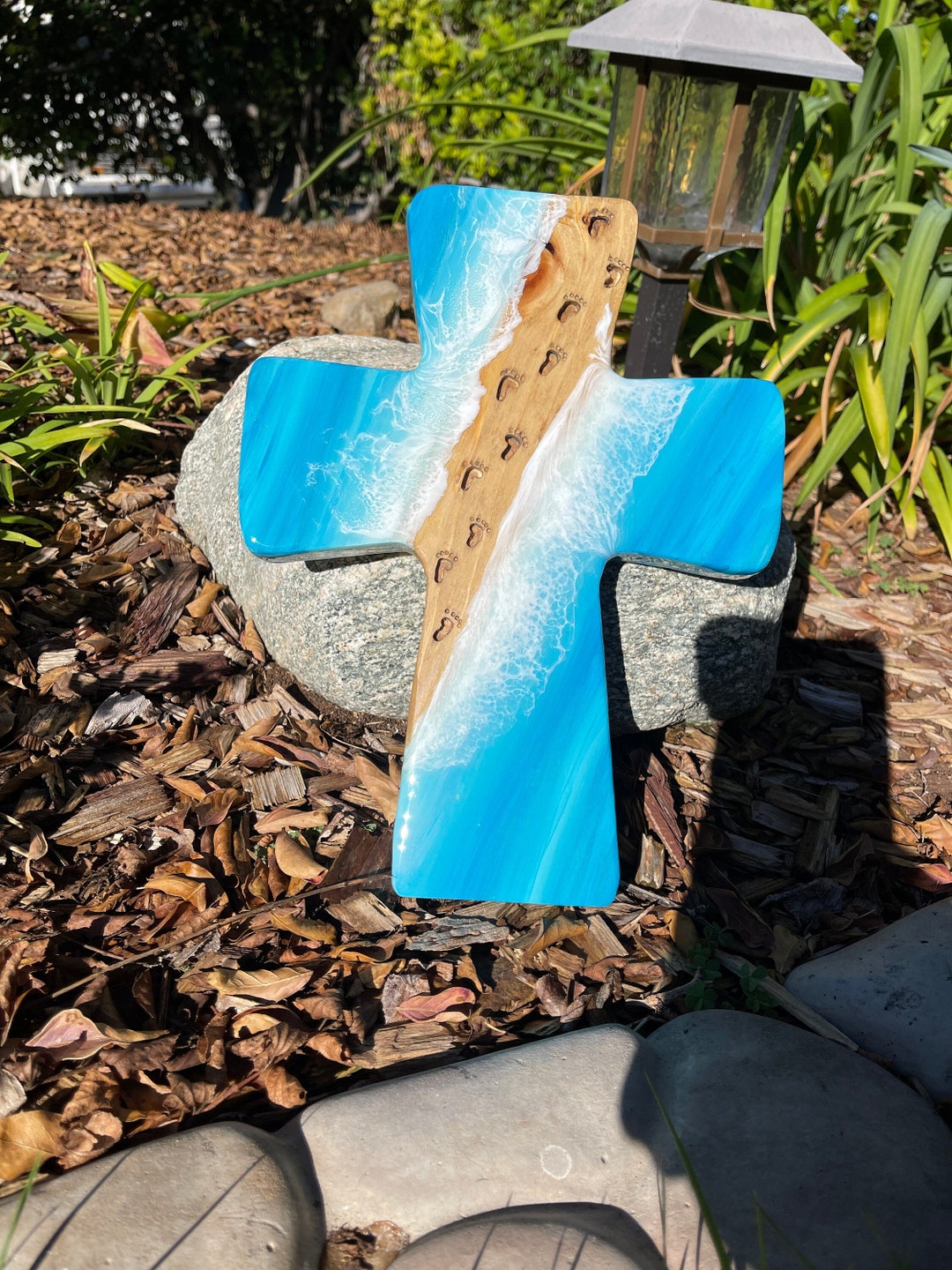 Footprints in the Sand Cross 84 Etsy