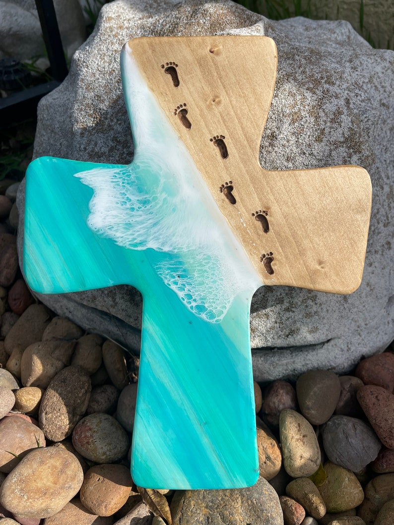 Footprints in the Sand Cross 61 Etsy